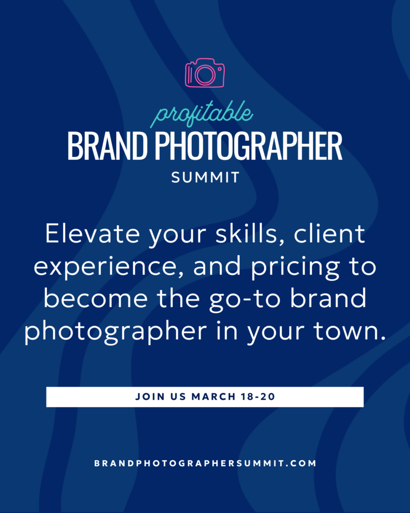 info graphic about the profitable brand photographer's summit with Emily Kim